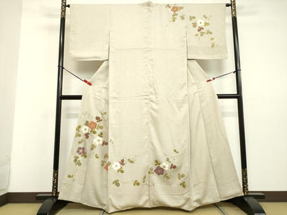 平和屋着物●訪問着 駒刺繍 草花文 金彩 正絹 逸品 DAAV8689tw