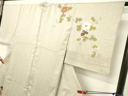 平和屋着物●訪問着 駒刺繍 草花文 金彩 正絹 逸品 DAAV8689tw