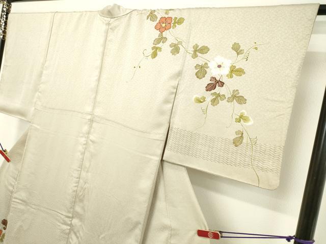 平和屋着物●訪問着 駒刺繍 草花文 金彩 正絹 逸品 DAAV8689tw