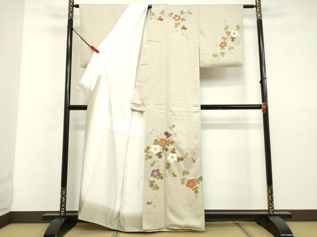 平和屋着物●訪問着 駒刺繍 草花文 金彩 正絹 逸品 DAAV8689tw