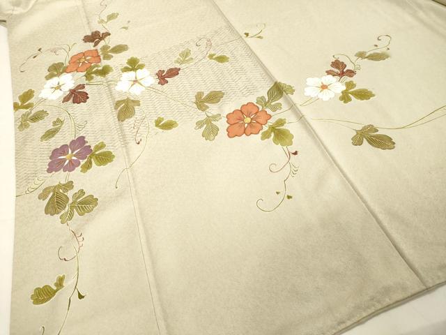 平和屋着物●訪問着 駒刺繍 草花文 金彩 正絹 逸品 DAAV8689tw