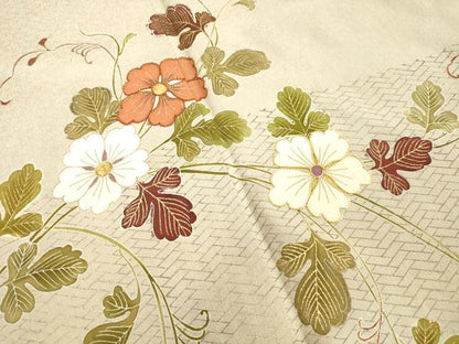 平和屋着物●訪問着 駒刺繍 草花文 金彩 正絹 逸品 DAAV8689tw