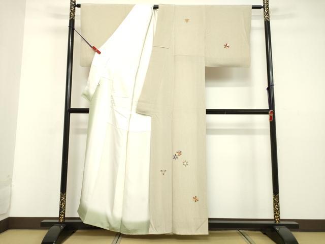 平和屋着物●訪問着　総刺繍　舞花文　金銀糸　反端付き　正絹　逸品　DAAV8716tw