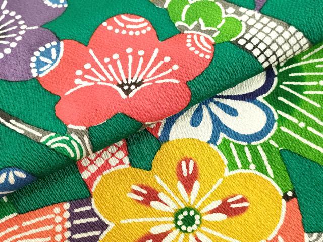 平和屋着物○江戸紅型 五味桂子 振袖 型染め 笹竹舞梅文 鬼