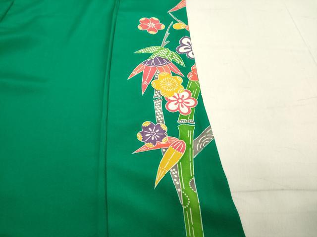 平和屋着物○江戸紅型 五味桂子 振袖 型染め 笹竹舞梅文 鬼