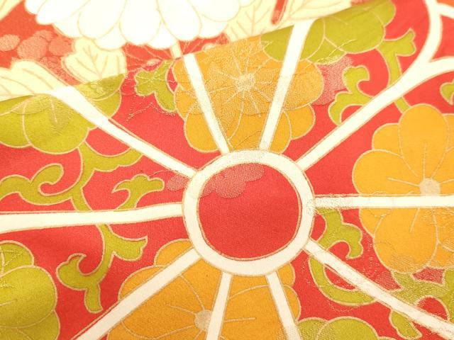 平和屋着物●豪華振袖　駒刺繍　亀甲草花文　金彩　正絹　逸品　DAAV8737tw