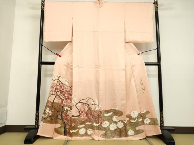 平和屋着物●友禅作家の巨匠 浅井青仁 色留袖 枝花文 金彩 正絹 逸品 DAAV8743tw