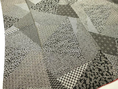 平和屋着物●江戸小紋 寄せ小紋柄 黒地 正絹 逸品 DAAV8745tw