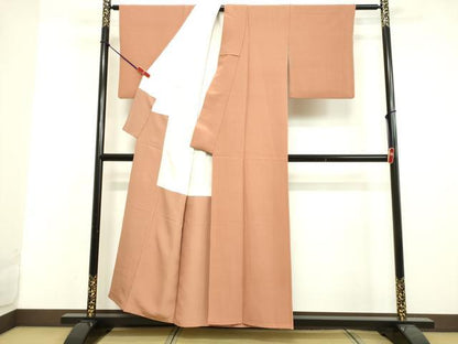 平和屋着物●上質な色無地 ときがら茶色 正絹 逸品 DAAV8754tw