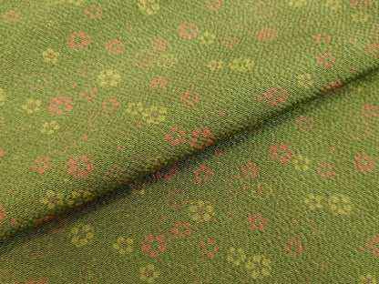 平和屋着物●上質な小紋 舞花文 鬼しぼ縮緬 正絹 逸品 未使用 DAAV8757tw