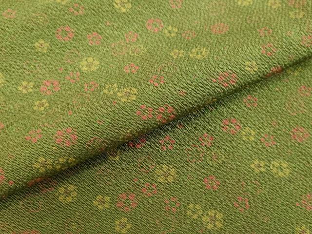 平和屋着物●上質な小紋 舞花文 鬼しぼ縮緬 正絹 逸品 未使用 DAAV8757tw