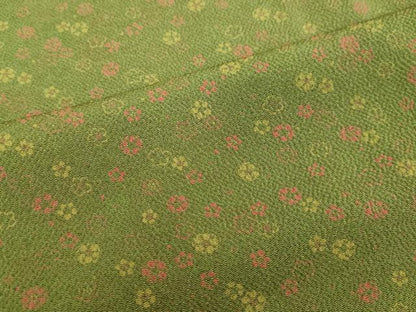 平和屋着物●上質な小紋 舞花文 鬼しぼ縮緬 正絹 逸品 未使用 DAAV8757tw