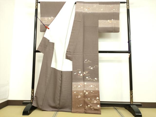 平和屋着物●訪問着 草花文 暈し染め 金彩 正絹 逸品 DAAV8762tw