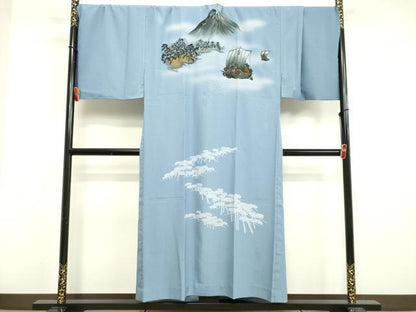 平和屋着物●男性　長襦袢　無双仕立て　風景文　暈し染め　金彩　洗える着物　DAAV8767tw