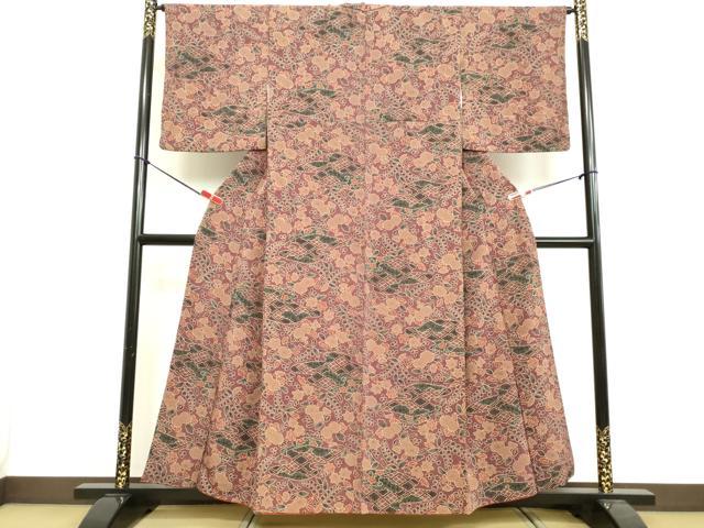 平和屋着物●上質な小紋 辻が花 鬼しぼ縮緬 正絹 逸品 DAAV8775tw