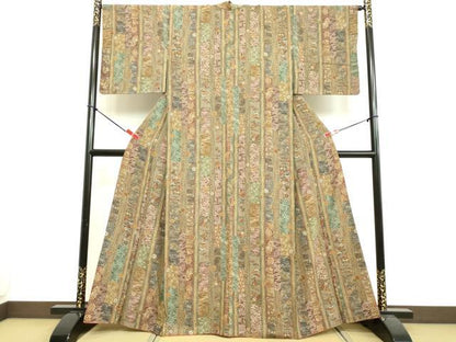 平和屋着物●上質な小紋 型染め 風景花蝶間道 正絹 逸品 DAAV8784tw