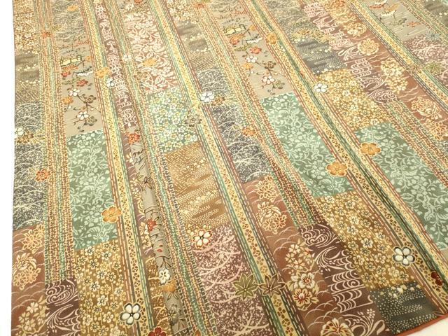平和屋着物●上質な小紋 型染め 風景花蝶間道 正絹 逸品 DAAV8784tw