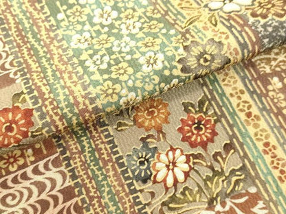 平和屋着物●上質な小紋 型染め 風景花蝶間道 正絹 逸品 DAAV8784tw