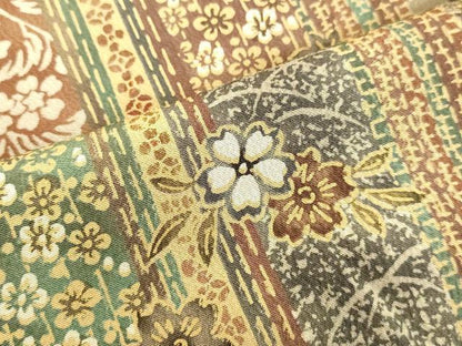 平和屋着物●上質な小紋 型染め 風景花蝶間道 正絹 逸品 DAAV8784tw