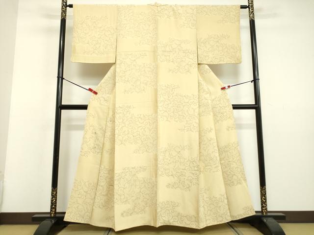平和屋着物●中国三大刺繍 相良刺繍 訪問着 花唐草文 金糸 正絹 逸品 DAAV8791tw