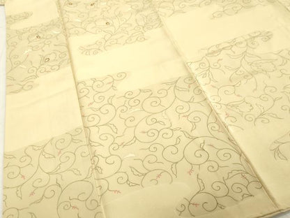 平和屋着物●中国三大刺繍 相良刺繍 訪問着 花唐草文 金糸 正絹 逸品 DAAV8791tw