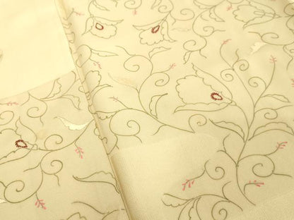 平和屋着物●中国三大刺繍 相良刺繍 訪問着 花唐草文 金糸 正絹 逸品 DAAV8791tw