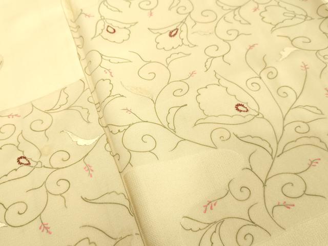 平和屋着物●中国三大刺繍 相良刺繍 訪問着 花唐草文 金糸 正絹 逸品 DAAV8791tw