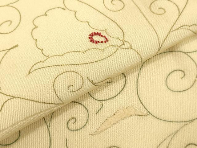 平和屋着物●中国三大刺繍 相良刺繍 訪問着 花唐草文 金糸 正絹 逸品 DAAV8791tw