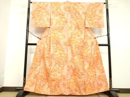 平和屋着物●上質な紬 草花文 正絹 逸品 DAAV8814tw