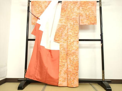 平和屋着物●上質な紬 草花文 正絹 逸品 DAAV8814tw