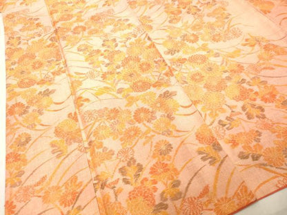 平和屋着物●上質な紬 草花文 正絹 逸品 DAAV8814tw