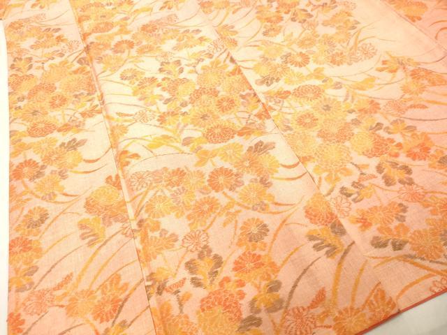平和屋着物●上質な紬 草花文 正絹 逸品 DAAV8814tw