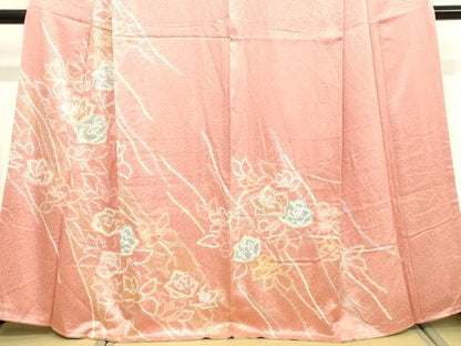 平和屋着物●訪問着　絞り　草花文　金彩　正絹　逸品　未使用　DAAV8817tw