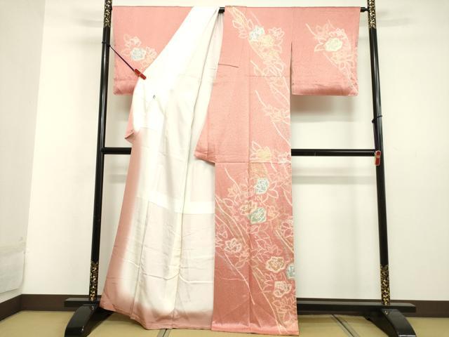 平和屋着物●訪問着　絞り　草花文　金彩　正絹　逸品　未使用　DAAV8817tw