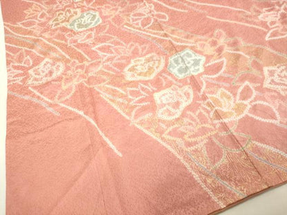 平和屋着物●訪問着　絞り　草花文　金彩　正絹　逸品　未使用　DAAV8817tw