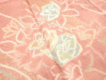 平和屋着物●訪問着　絞り　草花文　金彩　正絹　逸品　未使用　DAAV8817tw