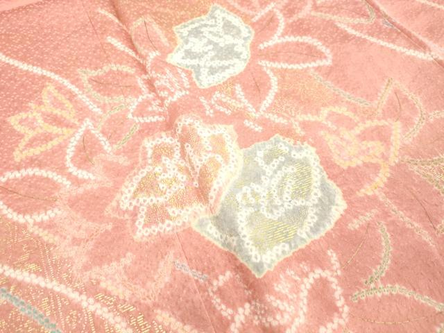 平和屋着物●訪問着　絞り　草花文　金彩　正絹　逸品　未使用　DAAV8817tw