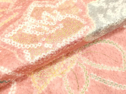 平和屋着物●訪問着　絞り　草花文　金彩　正絹　逸品　未使用　DAAV8817tw