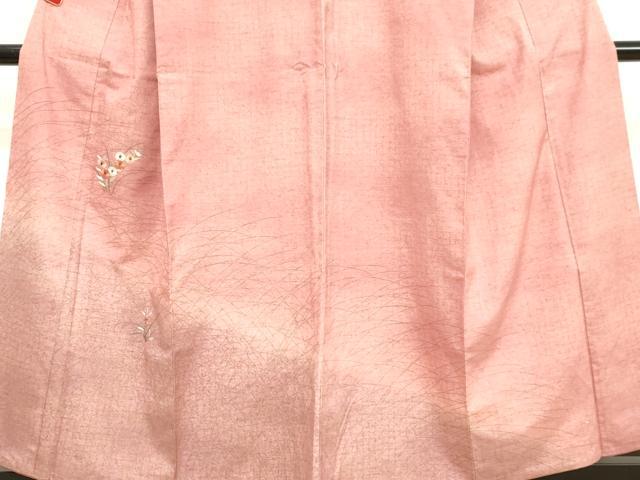 平和屋着物●訪問着 紬地 刺繍 草花文 金彩 正絹 逸品 DAAV8822tw