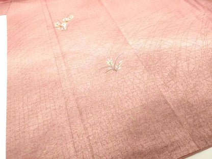 平和屋着物●訪問着 紬地 刺繍 草花文 金彩 正絹 逸品 DAAV8822tw
