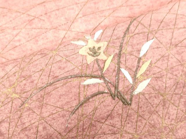 平和屋着物●訪問着 紬地 刺繍 草花文 金彩 正絹 逸品 DAAV8822tw