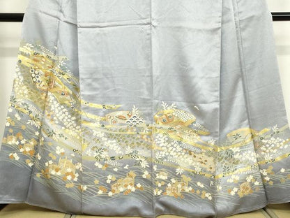 平和屋着物●色留袖　駒刺繍　地紙宝尽くし文　暈し染め　金彩　正絹　逸品　未使用　DAAV8823tw