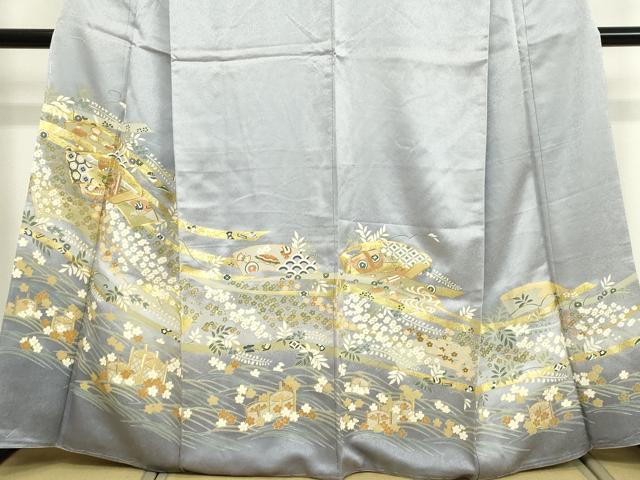 平和屋着物●色留袖　駒刺繍　地紙宝尽くし文　暈し染め　金彩　正絹　逸品　未使用　DAAV8823tw