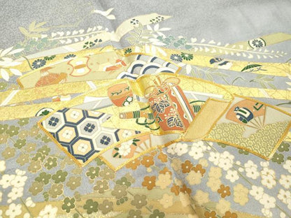 平和屋着物●色留袖　駒刺繍　地紙宝尽くし文　暈し染め　金彩　正絹　逸品　未使用　DAAV8823tw