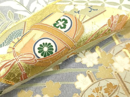 平和屋着物●色留袖　駒刺繍　地紙宝尽くし文　暈し染め　金彩　正絹　逸品　未使用　DAAV8823tw