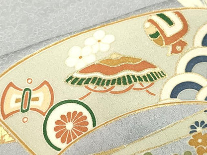 平和屋着物●色留袖　駒刺繍　地紙宝尽くし文　暈し染め　金彩　正絹　逸品　未使用　DAAV8823tw