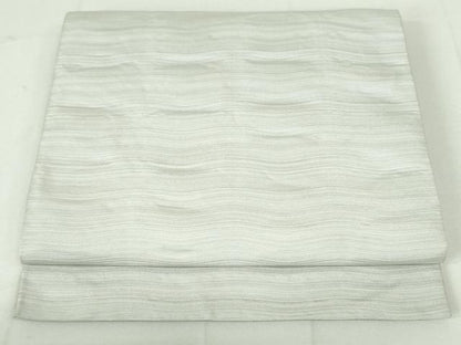 平和屋着物●本場筑前博多織 八寸名古屋帯 横段文 絹鼠色 正絹 逸品 DAAV9012ob