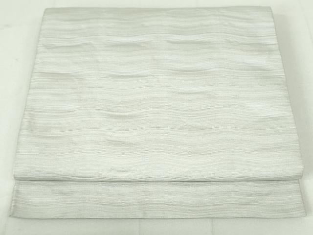 平和屋着物●本場筑前博多織 八寸名古屋帯 横段文 絹鼠色 正絹 逸品 DAAV9012ob