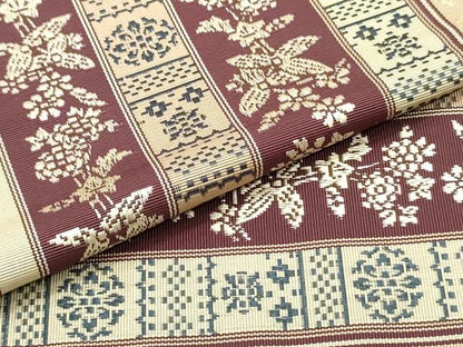 平和屋着物●本場筑前博多織　半幅帯　草花間道　正絹　逸品　未使用　DAAV9021ob