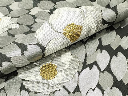 平和屋着物●西陣　服部織物謹製　六通柄袋帯　こはく錦　手織　舞花文　金銀糸　正絹　逸品　DAAV9036ob